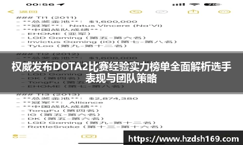 权威发布DOTA2比赛经验实力榜单全面解析选手表现与团队策略