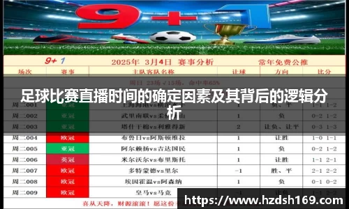 足球比赛直播时间的确定因素及其背后的逻辑分析